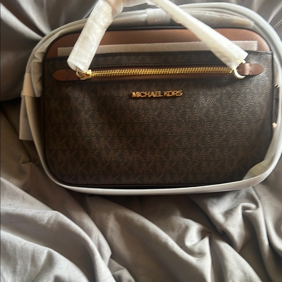 Michael Kors Dark Brown Monogram Crossbody - Picture 1 of 4
